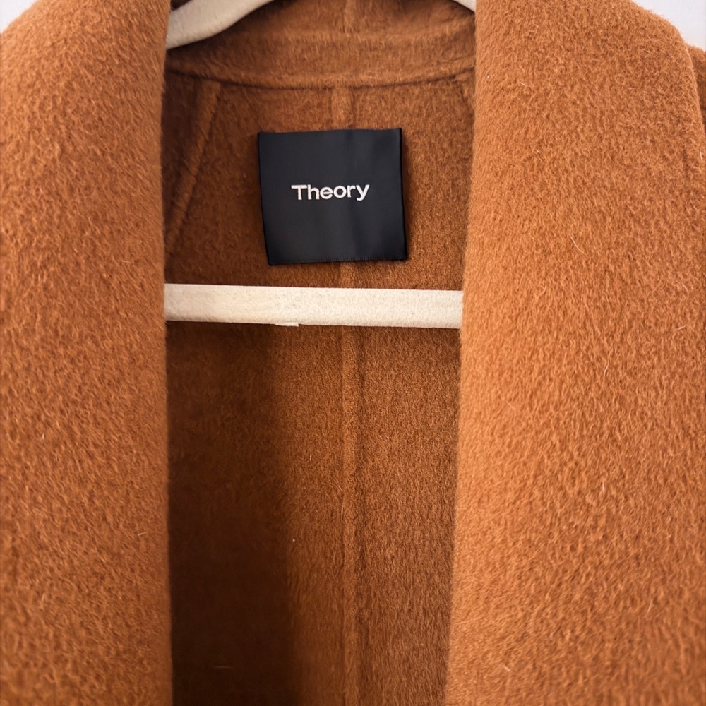 Theory Sileena Shawl Wool & Cashmere-Blend Coat (Clairene) - Copper S - Picture 6 of 7